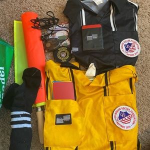 Full Soccer Referee Gear Set; Indoor and Outdoor Officiating; Youth L Jerseys